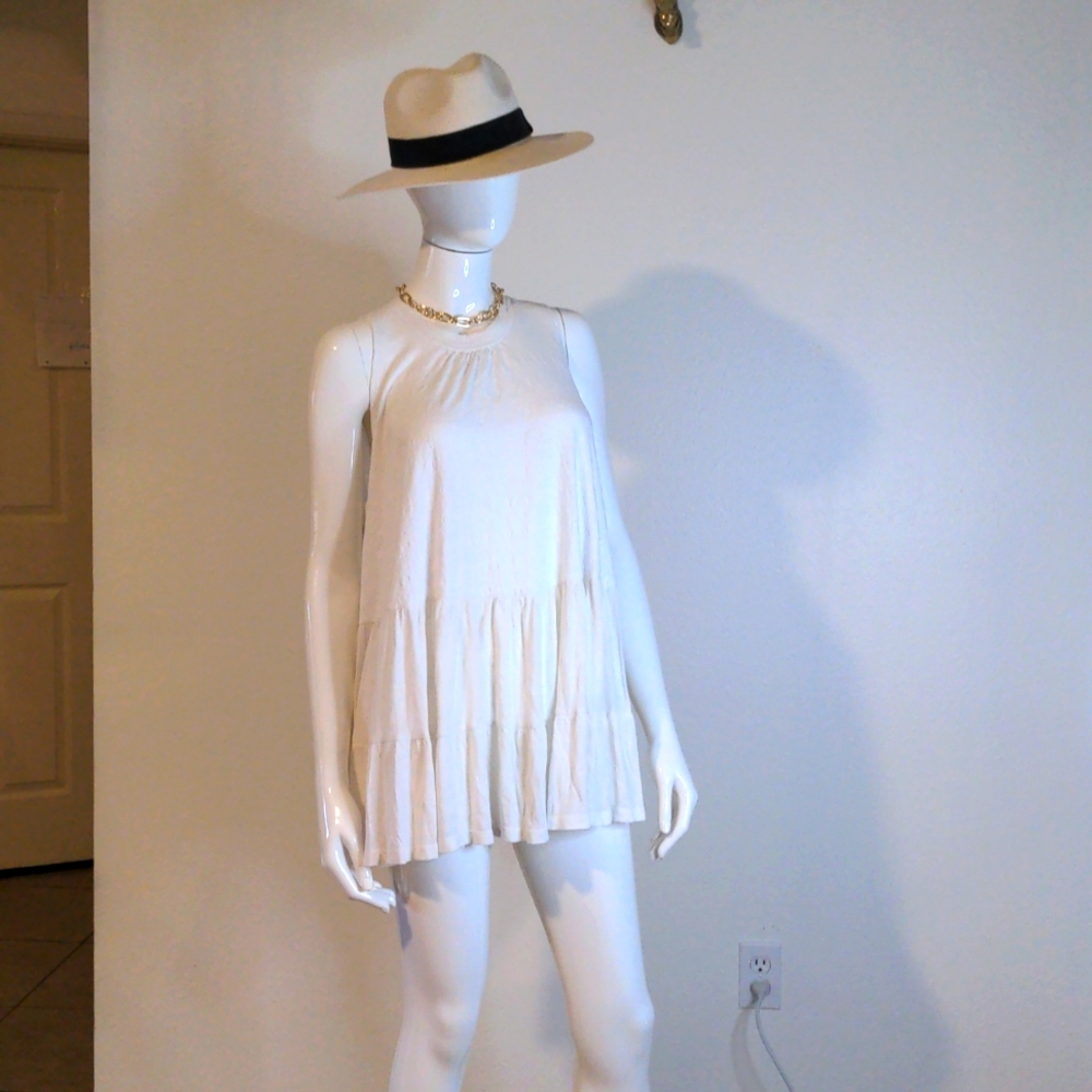 Free people white open back dress size small/medium